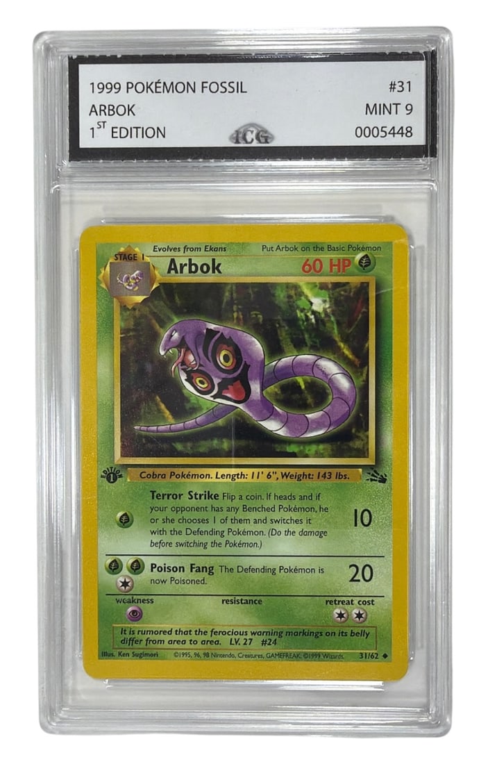 1999 Pokemon Fossil Set 1st Edition Arbok | No. 31 | Graded 9 (1 of 2)