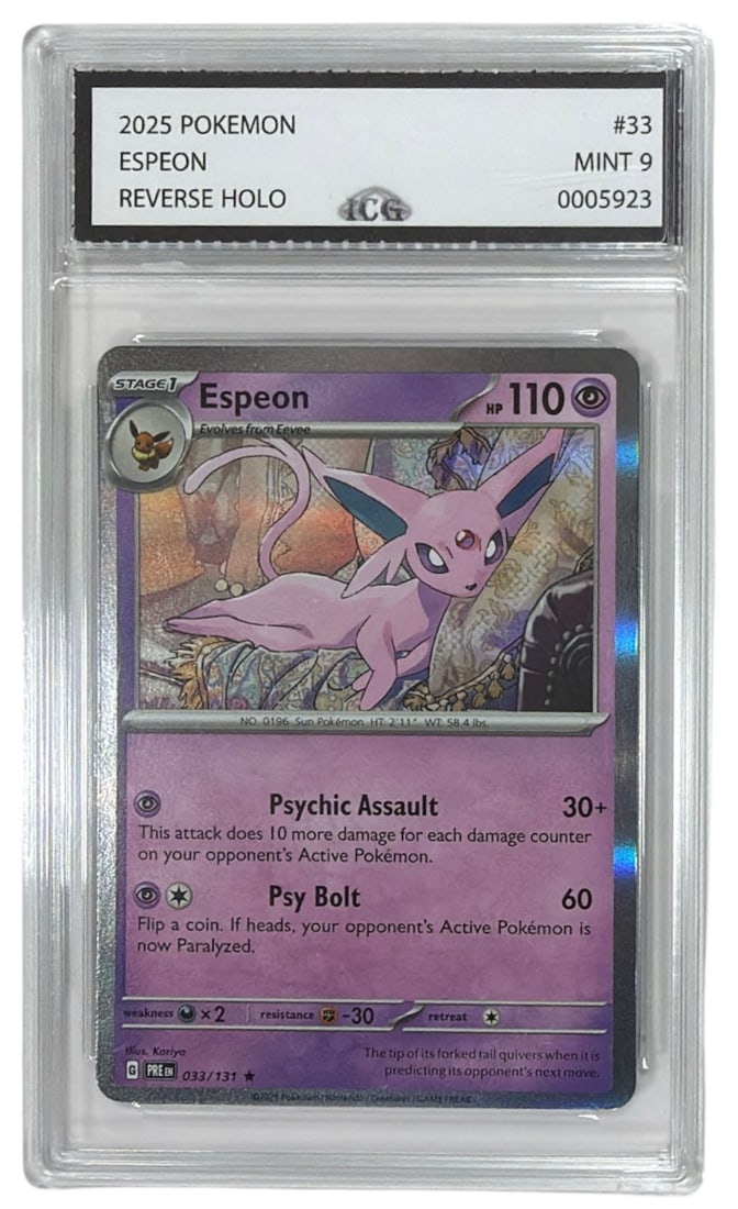 2025 Pokemon Espeon Reverse HOLO | No. 33 | Graded 9: 2025 Pokemon Espeon Reverse HOLO | No. 33 | Graded 9