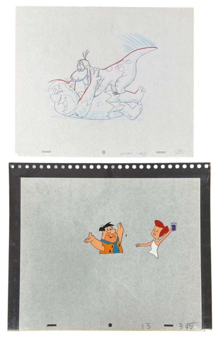 Hanna Barberas Production Cel of Animation The Flintstone: Hanna Barberas Production Cel of Animation The Flintstone