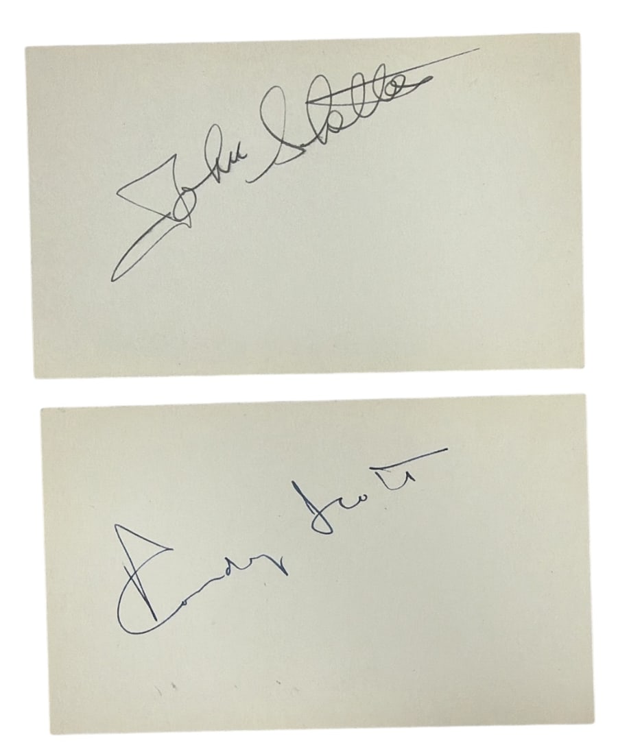 Signed index Card of Shepperd Strudwick and Randolph Scott | no coa: AUTHENTICATION HAS NOT BEEN PERFORMED TO GUARANTEE VERIFICATION | All purchases are made at the buyers discretion