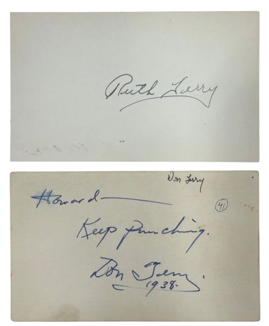 Signed index Card of Don Terry and Ruth Terry | no coa: AUTHENTICATION HAS NOT BEEN PERFORMED TO GUARANTEE VERIFICATION | All purchases are made at the buyers discretion