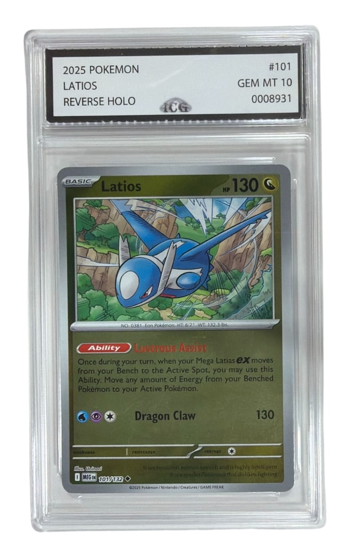 2025 Pokemon Reverse HOLO Latios | No. 101 | Graded 10 (1 of 2)