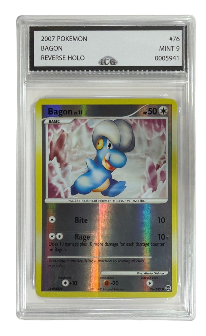 2007 Pokemon Reverse HOLO Bagon | No. 76 | Graded 9: 2007 Pokemon Reverse HOLO Bagon | No. 76 | Graded 9