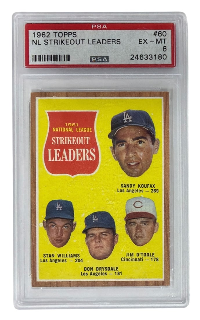 1962 Topps National League Strikeout Leaders | No. 60 | Graded 6 (1 of 2)