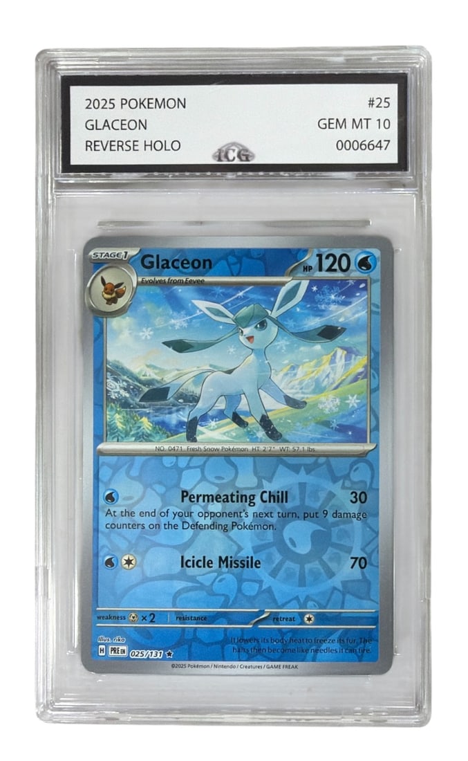 2025 Pokemon Reverse HOLO Glaceon | No. 25 | Graded 10 (1 of 2)