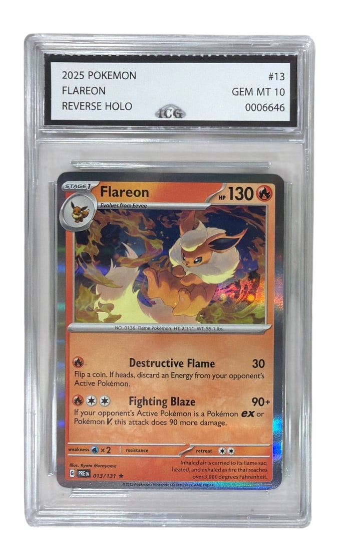 2025 Pokemon Reverse HOLO Flareon | No. 13 | Graded 10 (1 of 2)