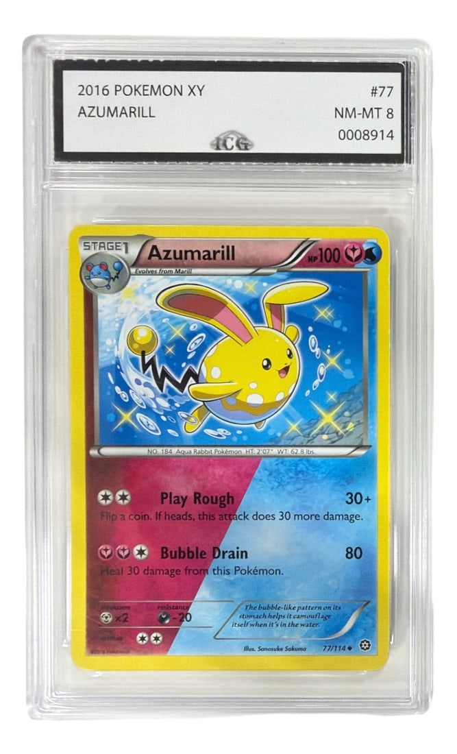 2016 Pokemon XY Set Azumarill | No. 77 | Graded 8: 2016 Pokemon XY Set Azumarill | No. 77 | Graded 8