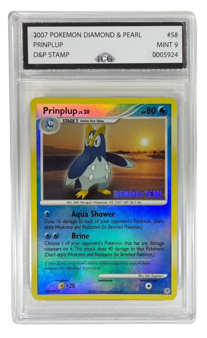 2007 Pokemon Diamond and Pearl Prinplup | No. 58 | Graded 9: 2007 Pokemon Diamond and Pearl Prinplup | No. 58 | Graded 9