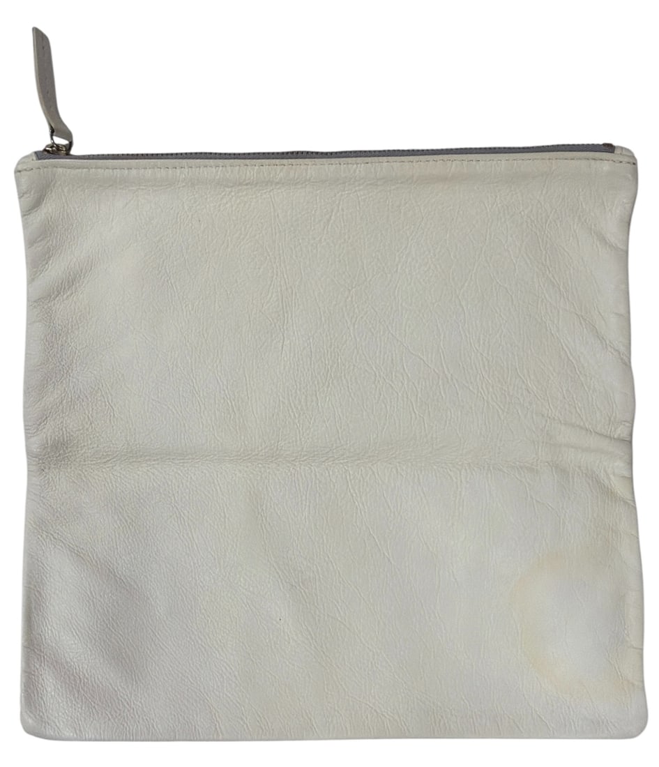 Light Gray Soft Leather Foldover Zip Pouch (1 of 3)