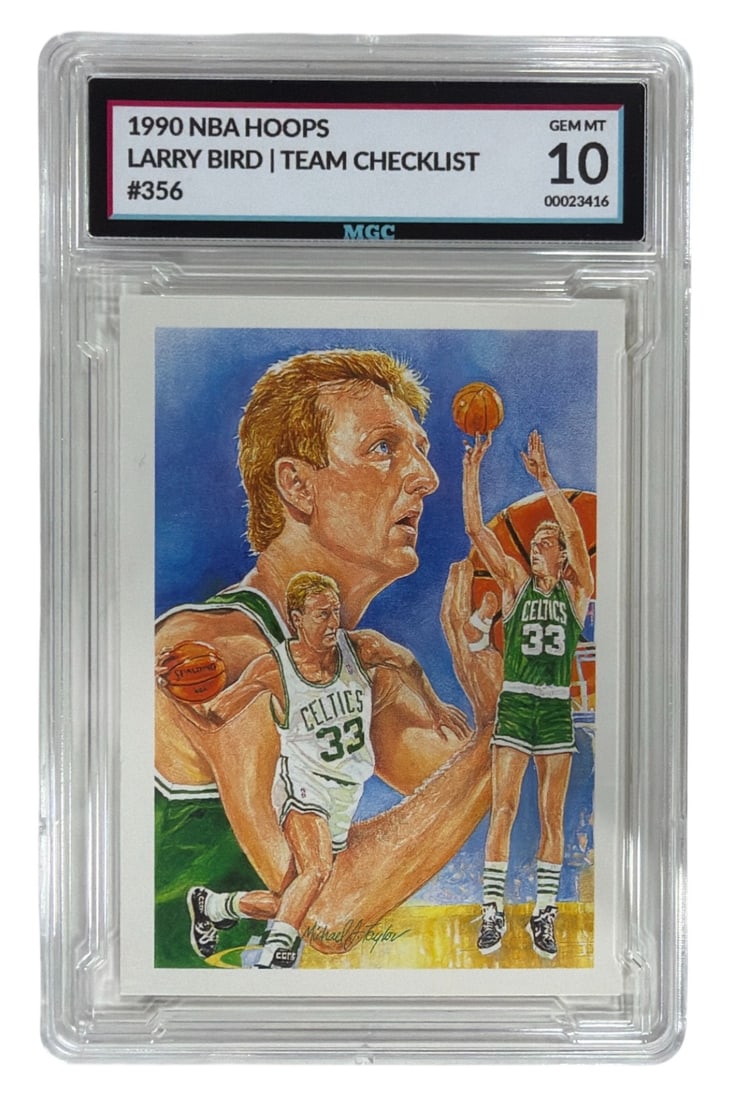 1990 NBA Hoops Team Checklist Larry Bird | No. 356 | Graded 10: 1990 NBA Hoops Team Checklist Larry Bird | No. 356 | Graded 10