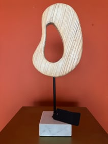 "Doe's Anyone hear me" wood sculpture