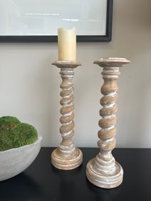Pair of Barley Twist Candle Holders