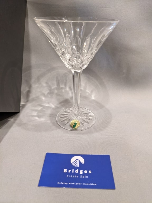 Waterford Crystal Lissadel Martini Glasses: Set of 2 Waterford Crystal in Original Packaging Height: 5"Width: 12 "Depth: 5"Shipping available for this lot through Live Shipping; please request a shipping quote at packaging@liveauctioneers.com o