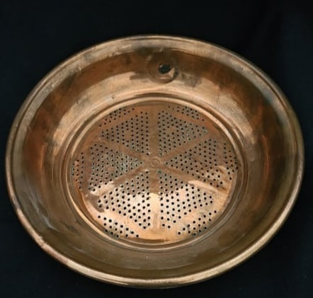French 9" Shallow Copper Collander or Strainer (1 of 2)