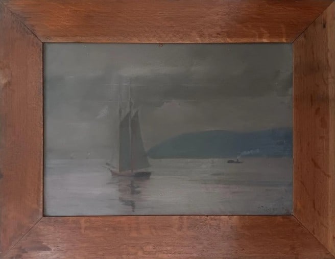 Antique Warm Gray Monotone Sailing Ship in Evening (1 of 8)