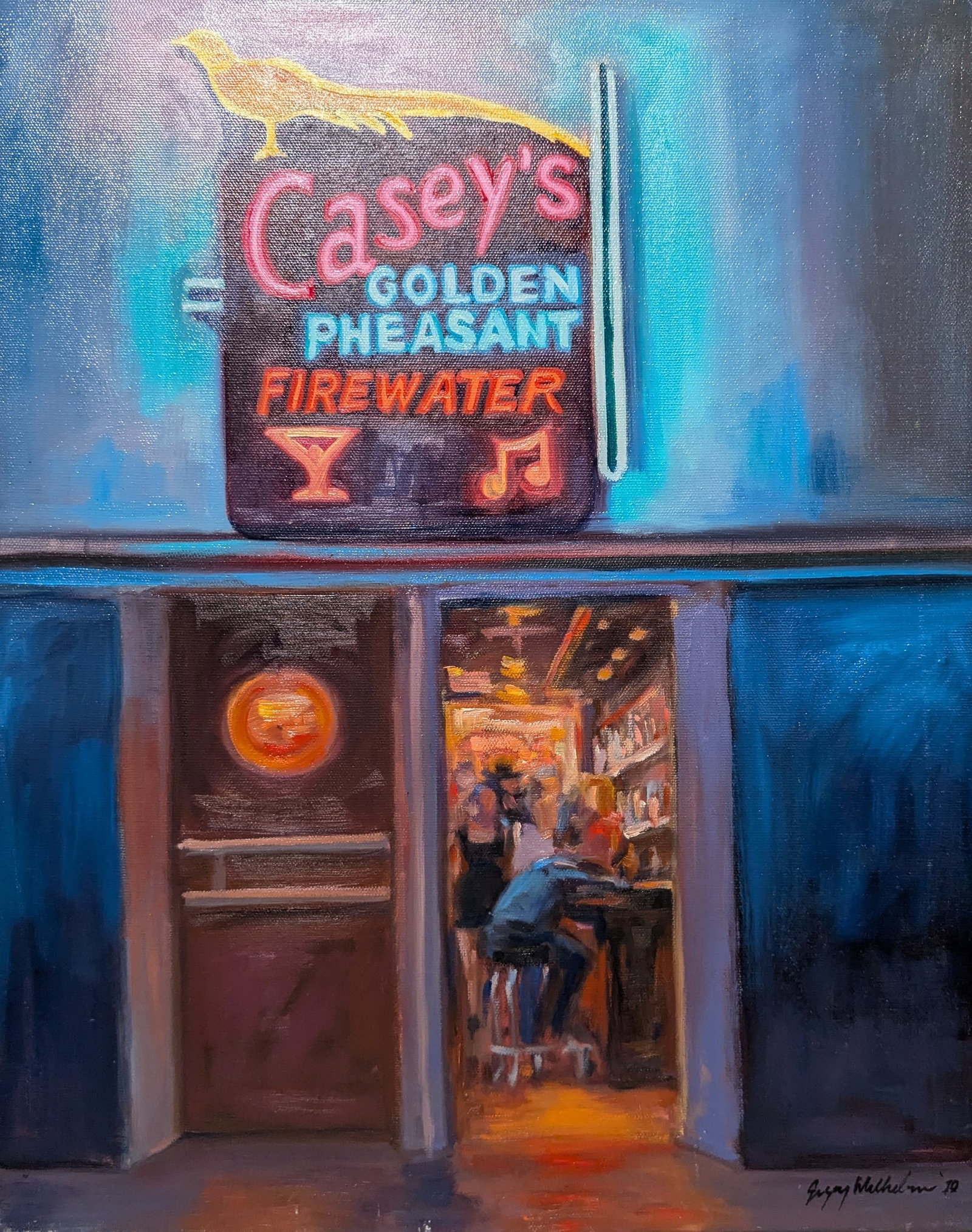 Contemporary Gregory Wilhelmi Caseys Bar Billings Montana: Contemporary Gregory Wilhelmi Caseys Bar Billings Montana, oil on canvas. 20" x 16" x 0.5" In-house shipping is available for smaller items. Shipping is available for larger and other fragile items th