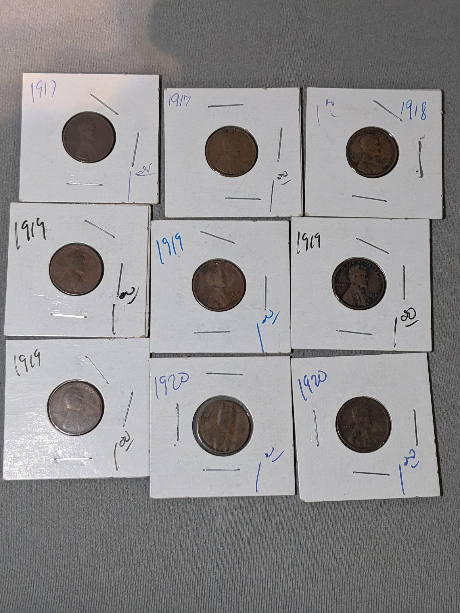 (9) Lincoln Head Wheat Pennies 1917-1920: (9) Lincoln Head Wheat Pennies 1917-1920. In-house shipping is available for smaller items. Shipping is available for larger and other fragile items through Pac Mail, which is a local shipping option.