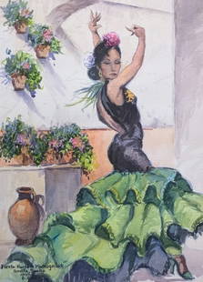 Lorenzo Castaneda, Fiesta Hasta La Madrujada, Watercolor: Lorenzo Castaneda, Fiesta Hasta La Madrujada, Watercolor.Sight: 20.5" x 14.75"Frame: 32.75" x 26.75"Lorenzo Castaneda was born in 1940 in San Angelo, Texas. Castaneda is a self-taught artist that live