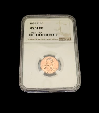 1958-D US Lincoln Cent NGC Certified MS 64 RD (1 of 2)