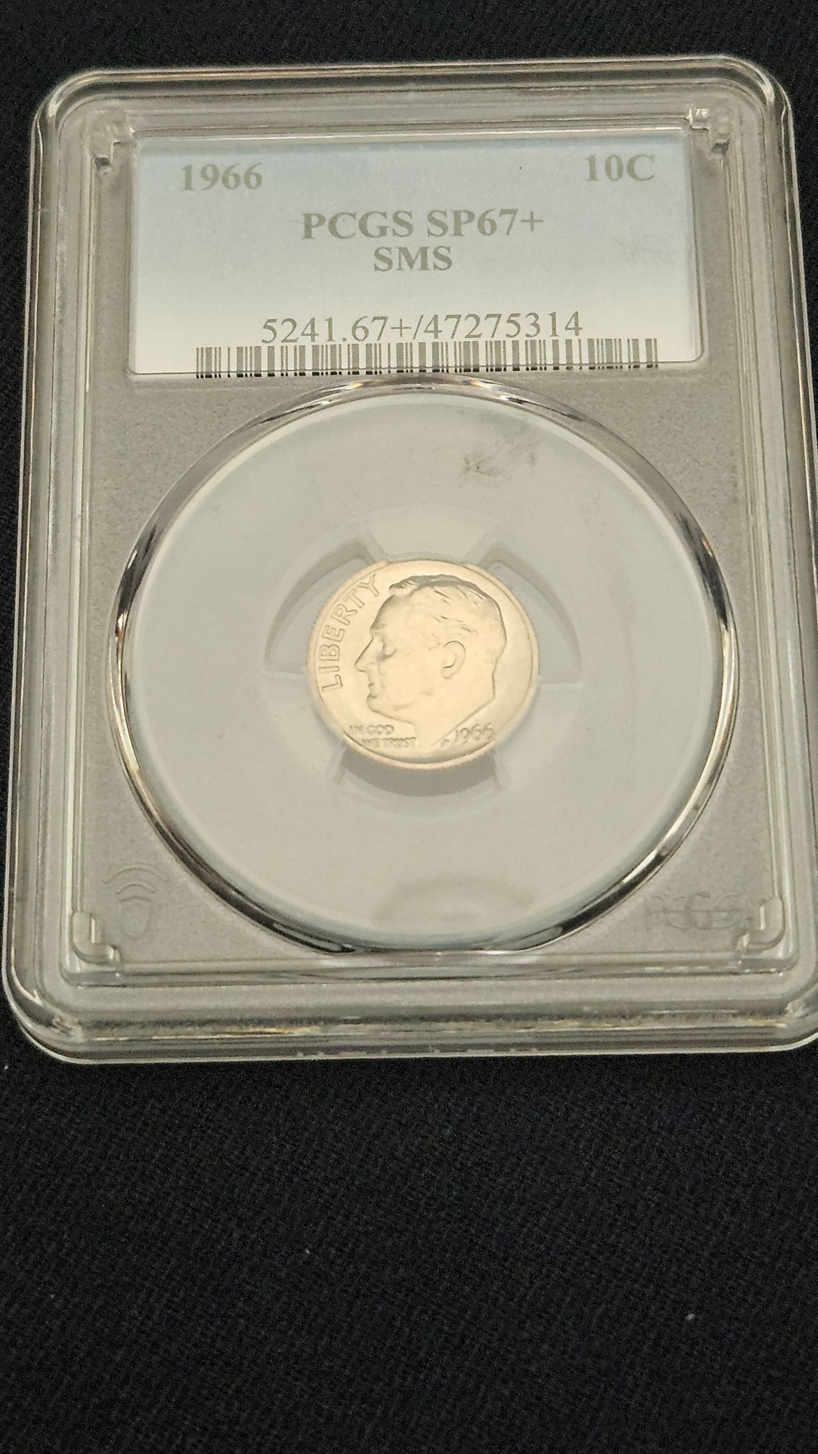 1966 US Roosevelt Dime PCGS SP67+ SMS Cat. (1 of 2)