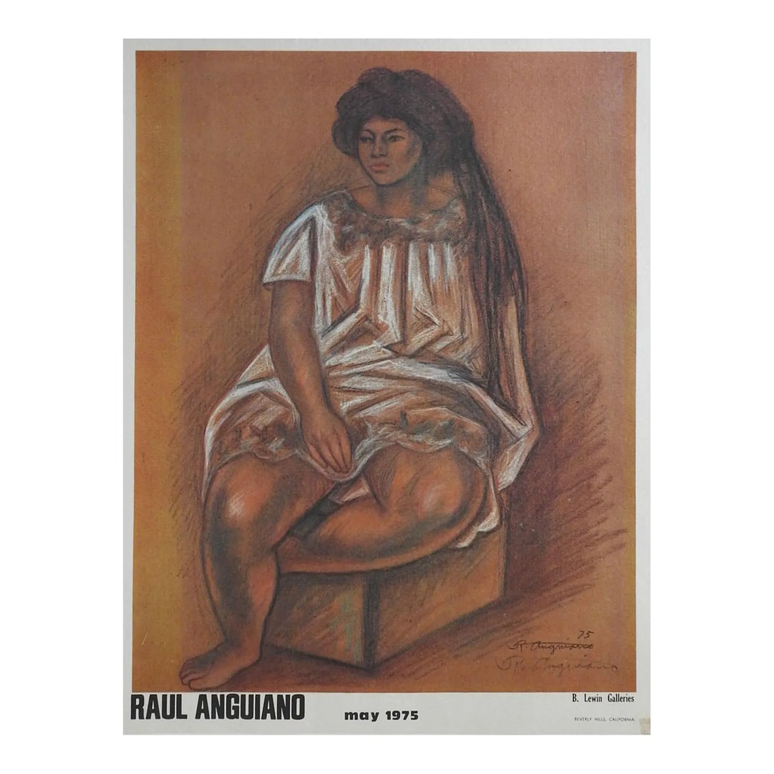 Raul Anguiano Vintage 1975 Portrait Poster: Raul Anguiano Vintage 1975 Portrait Poster.22.5" x 17.5" x 0.1"In-house shipping is available for smaller items. Shipping is available for larger and other fragile items through Pac Mail, which is a l