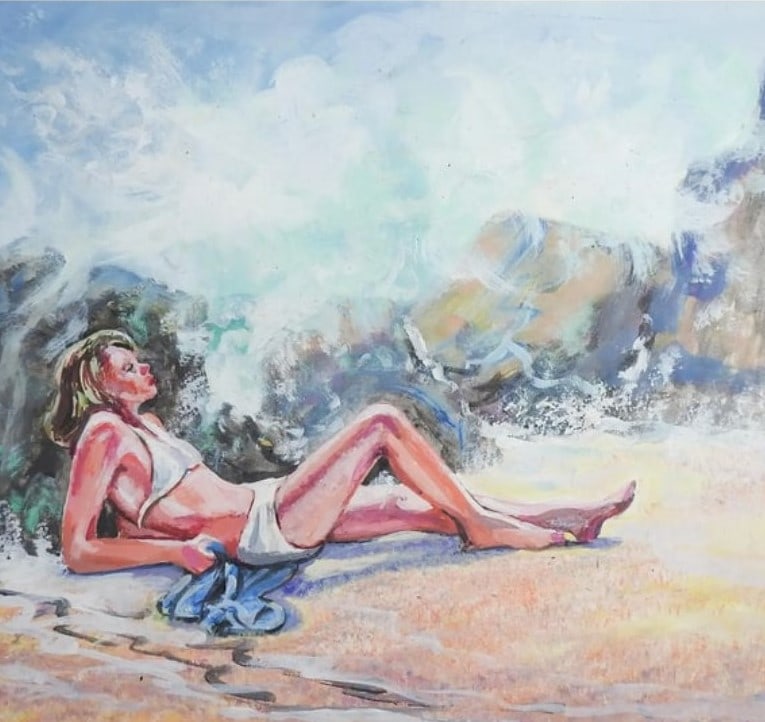 Simon Michael Impressionist Beach Sunbather (1 of 2)