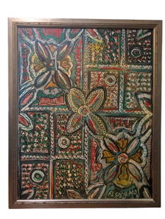 F.L. (Doc) Spellmon,  "African Geometric Murals": F.L. (Doc) Spellmon, "African Geometric Murals", mixed media.Sight: 30" x 22"Frame: 29.75" x 24.25"One of San Antonio?s most prolific and renowned artists, Spellmon?s career spanned decades, including