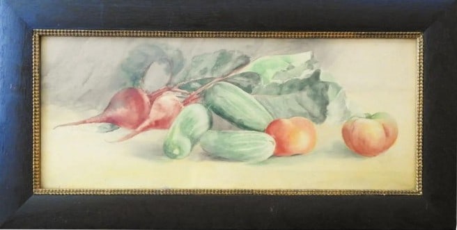 Antique Vegetable Still Life Watercolor Painting (1 of 3)