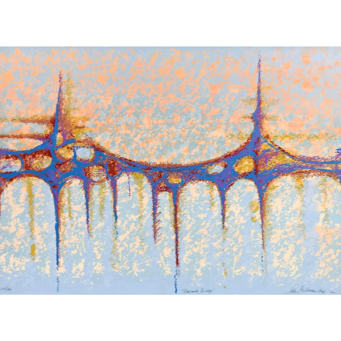 E. Goldman  Mid 20th Century Peacock Bridge Serigraph (1 of 3)