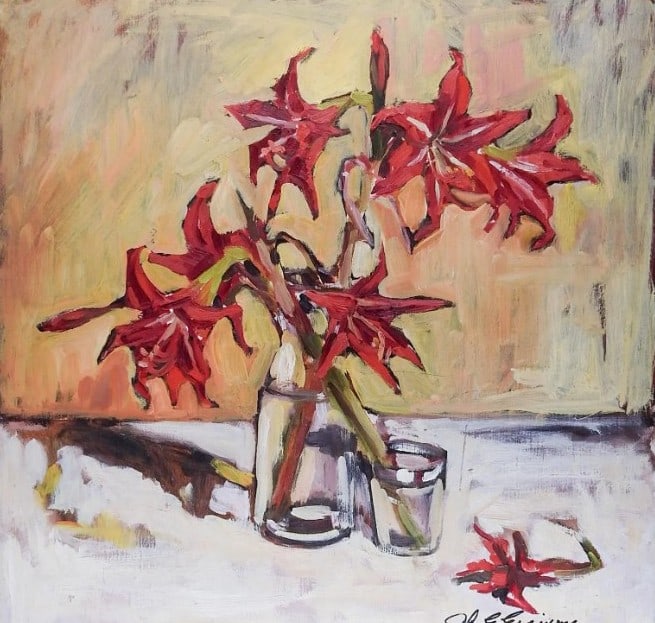 John Espinosa Impressionist Red Lilies Still Life (1 of 4)