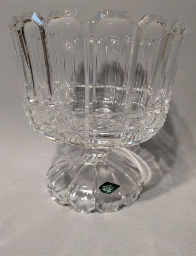Shannon Crystal Footed Trifle Bowl: Shannon Crystal Footed Trifle Bowl. 8.5" x 7.75" In-house shipping is available for smaller items. Shipping is available for larger and other fragile items through Pac Mail, which is a local shipping 