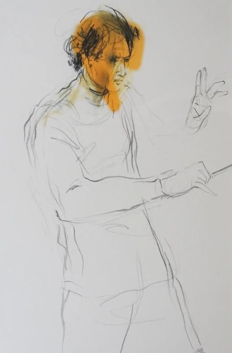 Gay Roche Drawing of Maurice Peress Conducting (1 of 4)