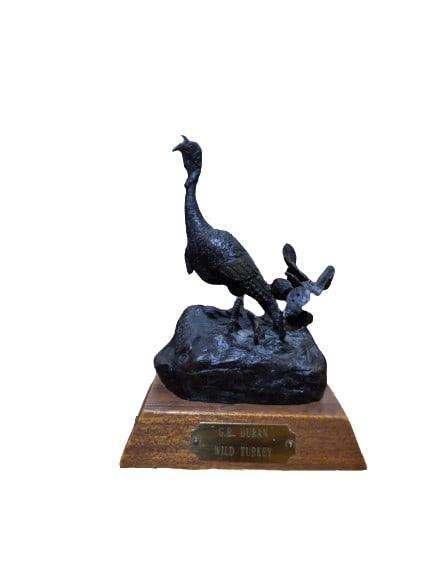 Gilbert Duran, "Wild Turkey" Bronze Statue: Gilbert Duran, "Wild Turkey" Bronze Statue.8" x 5.75" x 4.75"Signed 5/76 Gilbert Duran (1947 - 2023) was active/lived in Texas. Gilbert Duran is known for Commercial, advertising theme painting, Mexic