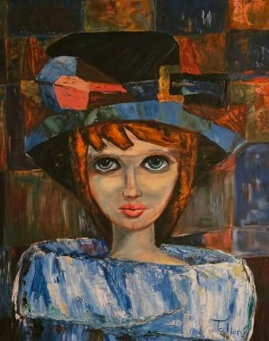 Karen Tarlton -Portrait of a Young Woman: Karen Tarlton -Portrait of a Young Woman, oil on canvas. Sight: 30.25" x 23.75" Frame: 31" x 25" In-house shipping is available for smaller items. Shipping is available for larger and other fragile it