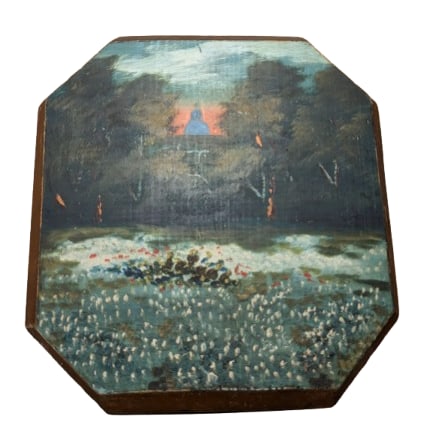 Octanganal Oil on Wood: Octanganal Oil on Wood, Oil on wood.12.25" x 11.5"In-house shipping is available for smaller items. Shipping is available for larger and other fragile items through Pac Mail, which is a local