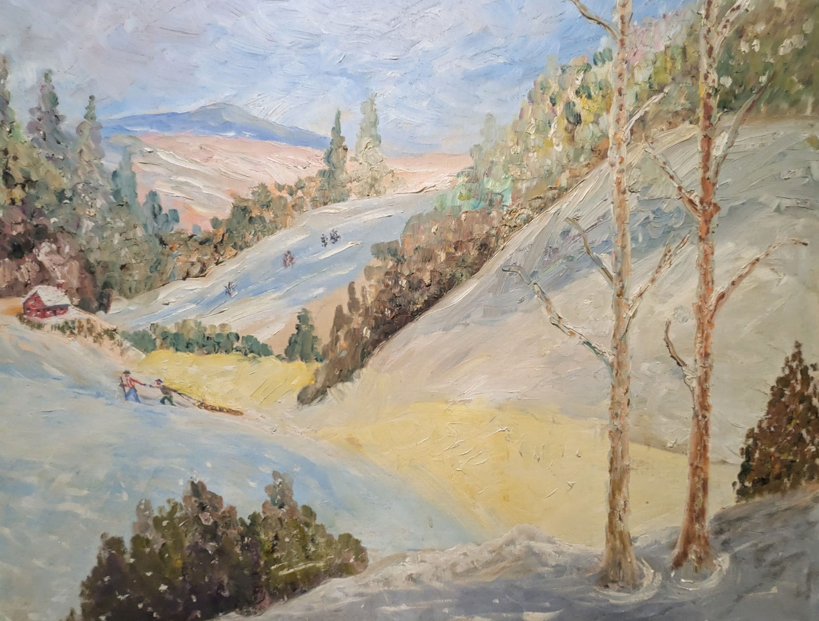 Winter Forest Scene Painting: Winter Forest Scene Painting, oil on board.24.25" x 18"In-house shipping is available for smaller items. Shipping is available for larger and other fragile items through Pac Mail, which is a local