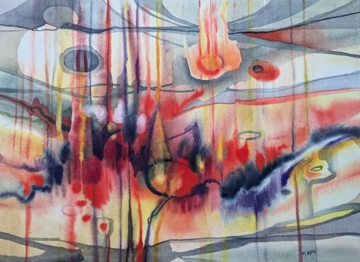 M. Oshry, Watercolor: M. Oshry, Watercolor, watercolor.UnframedIn-house shipping is available for smaller items. Shipping is available for larger and other fragile items through Pac Mail, which is a local shipping