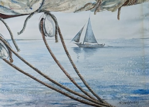 M. Stark Buckley, View from a Boat: M. Stark Buckley, View from a Boat, Watercolor on board.10" x 13.75"Unframed. Double signed.In-house shipping is available for smaller items. Shipping is available for larger and other fragile items t