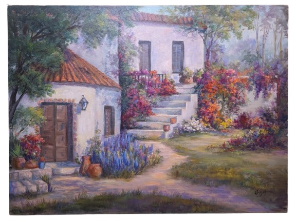 Ardyth Haecker, "Garden House (The Round Room)", 30 x 40: Ardyth Haecker, "Garden House (The Round Room)", 30 x 40, acrylic on canvas.30" x 40"In-house shipping is available for smaller items. Shipping is available for larger and other fragile items