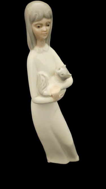 Perceval Fine Spanish Porcelain Figurine of Woman: Perceval Fine Spanish Porcelain Figurine of Woman.9.25" x 2.5"Perceval Fine Spanish Porcelain Figurine of Woman holding a CatIn-house shipping is available for smaller items. Shipping is available