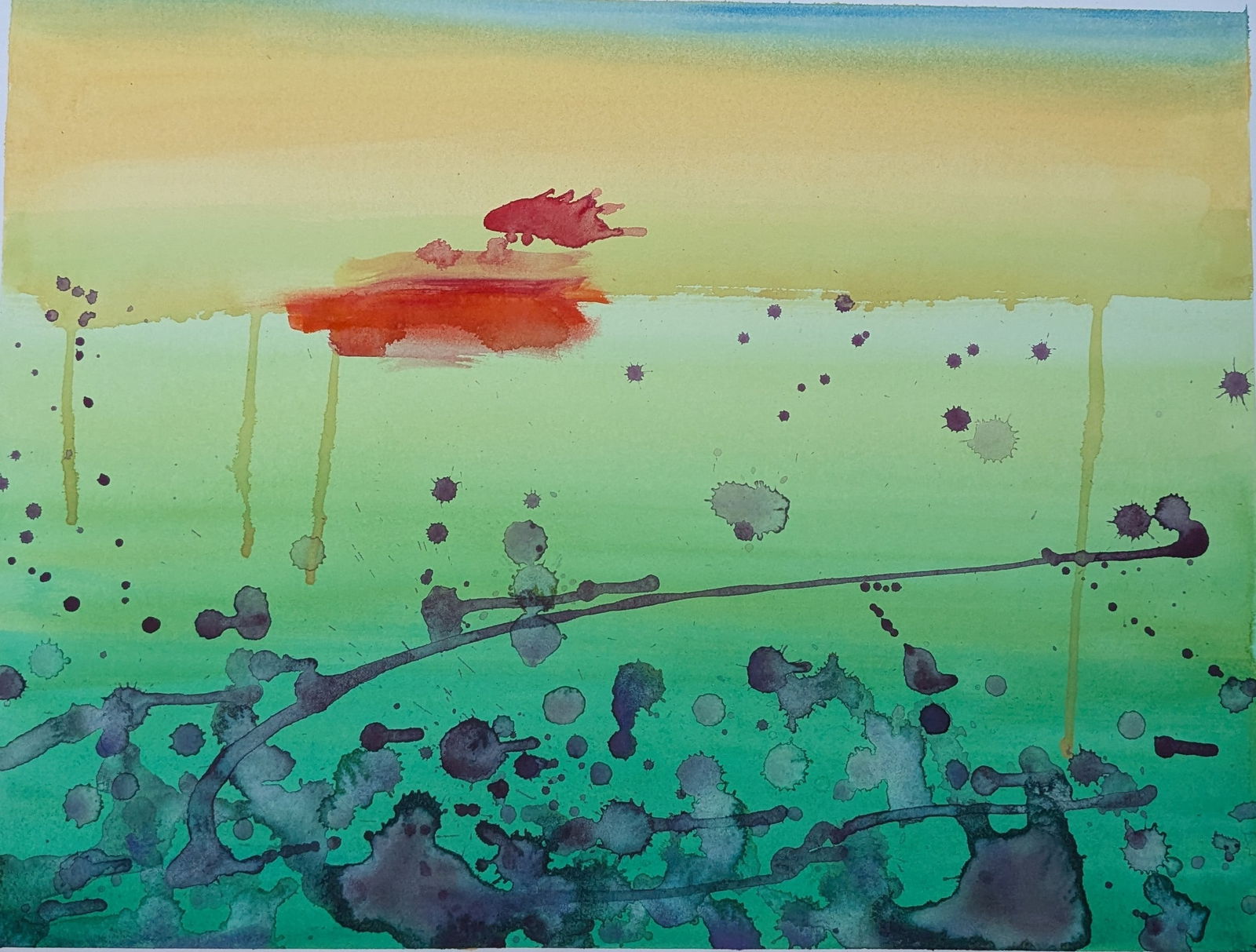 L. Leissner, "Adverbal Clause": L. Leissner, "Adverbal Clause", watercolor on paper.Unframed.In-house shipping is available for smaller items. Shipping is available for larger and other fragile items through Pac Mail, which is a