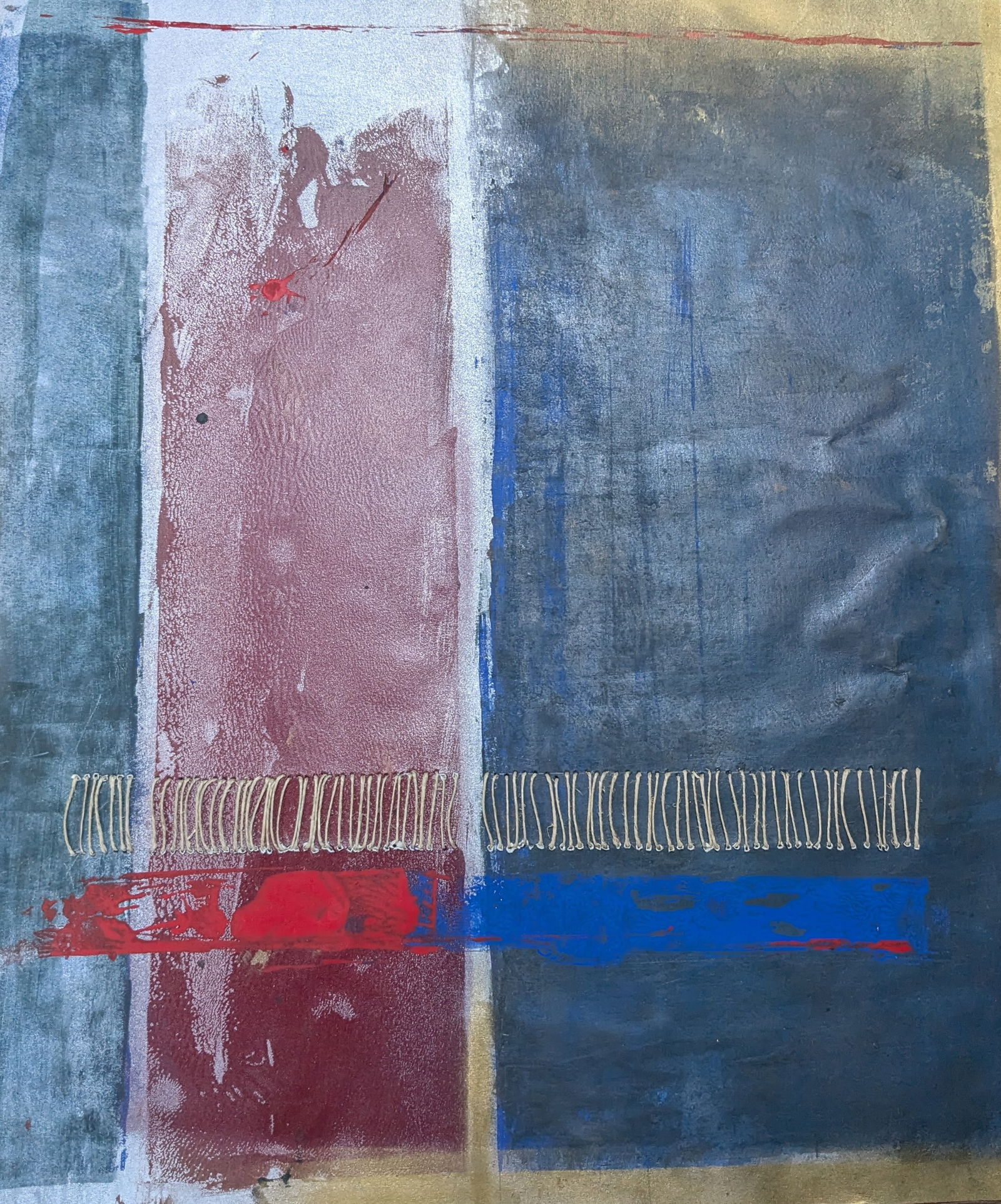 Red & Blue Mixed Media: Red & Blue Mixed Media, mixed media.Unframed.In-house shipping is available for smaller items. Shipping is available for larger and other fragile items through Pac Mail, which is a local shipping