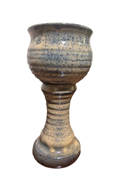 Harding Black Pottery- Chalice: Harding Black Pottery- Chalice. 8" x 4" In-house shipping is available for smaller items. Shipping is available for larger and other fragile items through Pac Mail, which is a local shipping option.