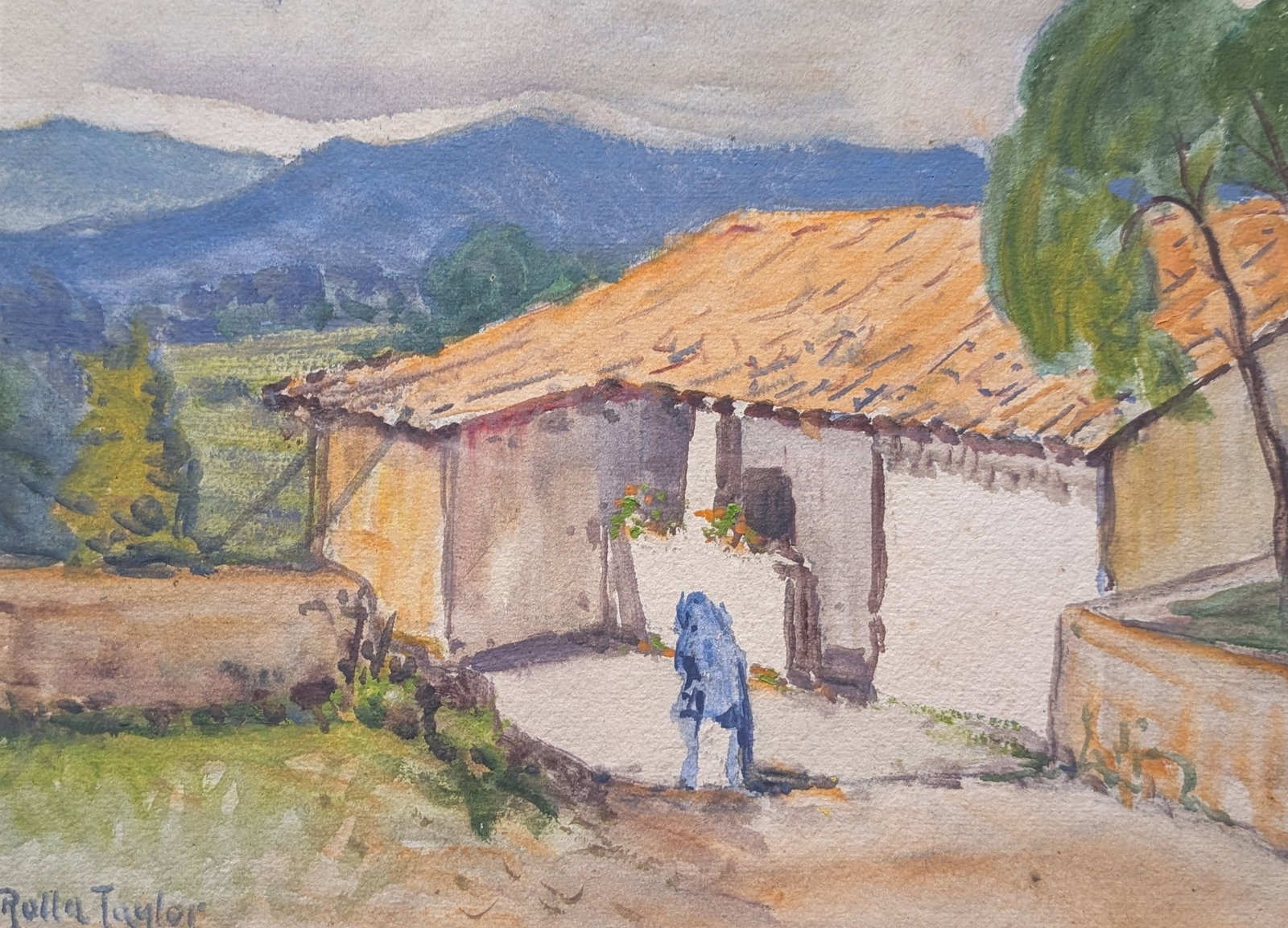 Rolla "Sims" Taylor, Study: Rolla "Sims" Taylor, Study, watercolor. Sight: 8.25" x 11.25" Frame: 14.75" x 17.75" Provenance: Charles Morin Gallery card on back. In-house shipping is available for smaller items. Shipping is