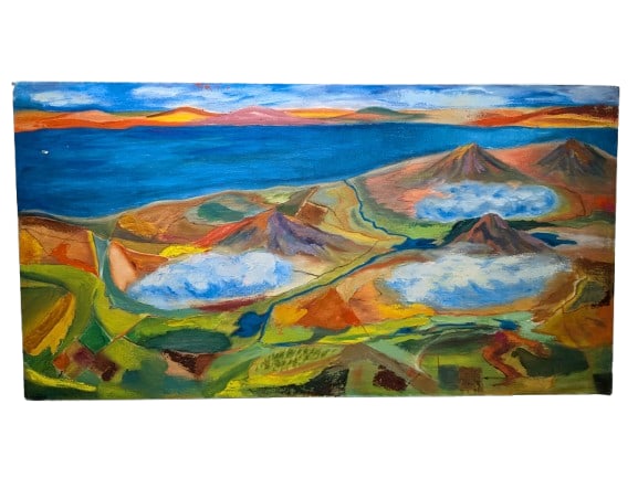 Mid 20th Century Abstract Fauvist Landscape: Mid 20th Century Abstract Fauvist Landscape. 18" x 34" x 0.75" In-house shipping is available for smaller items. Shipping is available for larger and other fragile items through Pac Mail, which is a
