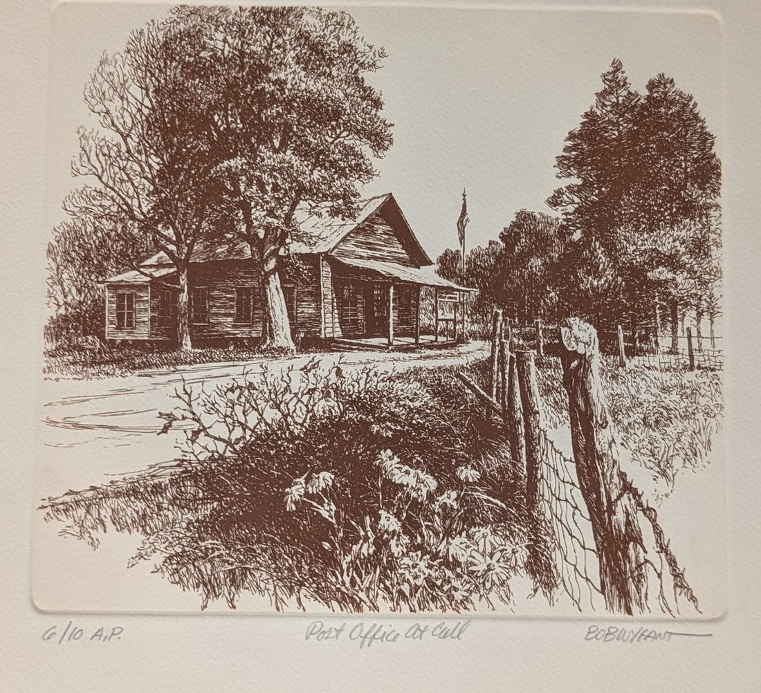 "Post Office At Call", Bob Wygant,: "Post Office At Call", Bob Wygant, Print. Signed 6/10 A.P. In-house shipping is available for smaller items. Shipping is available for larger and other fragile items through Pac Mail, which is a local