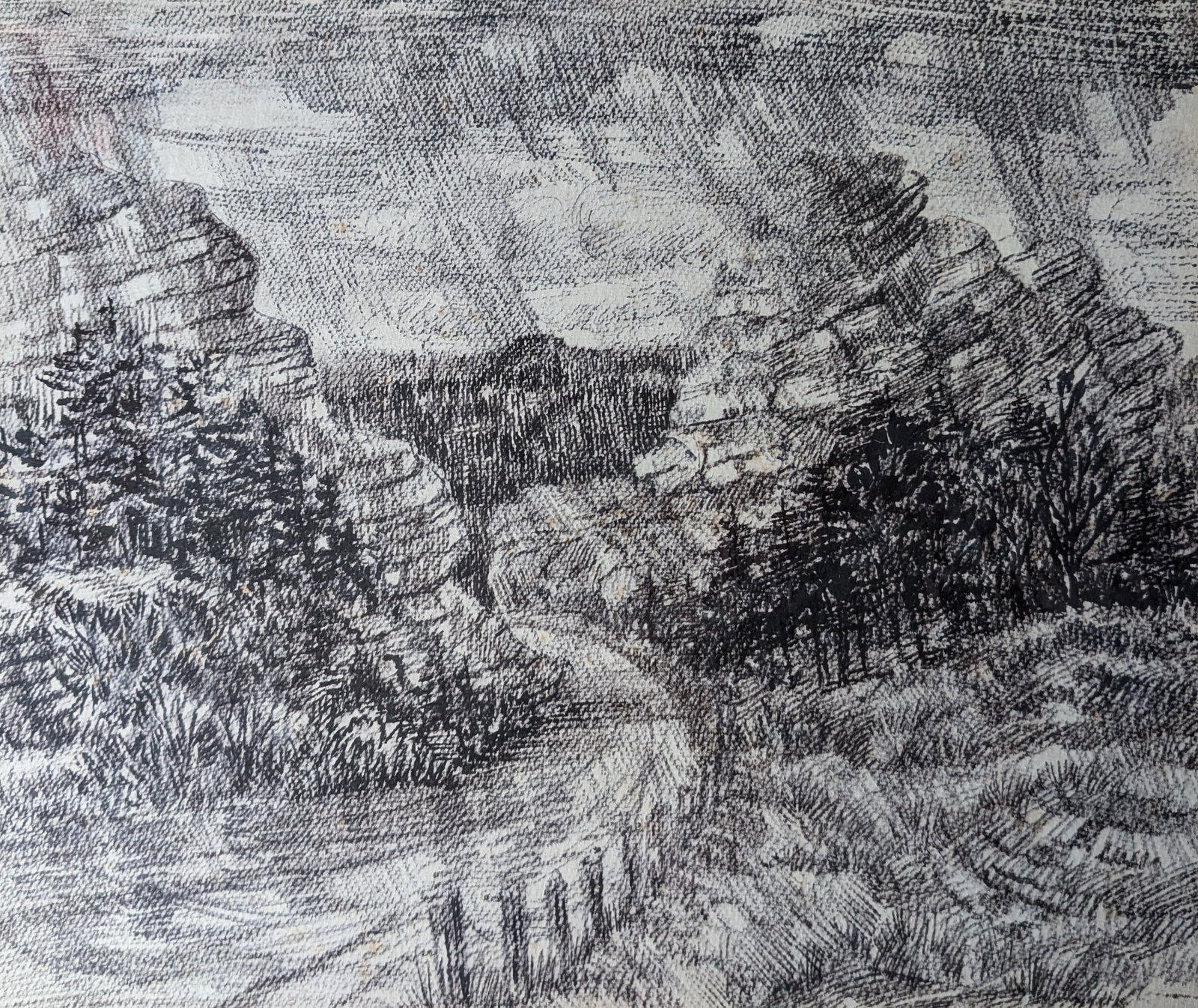 Simon Michael: Simon Michael, Sketch. 15" x 18" Signed SM-378 on back In-house shipping is available for smaller items. Shipping is available for larger and other fragile items through Pac Mail, which is a local