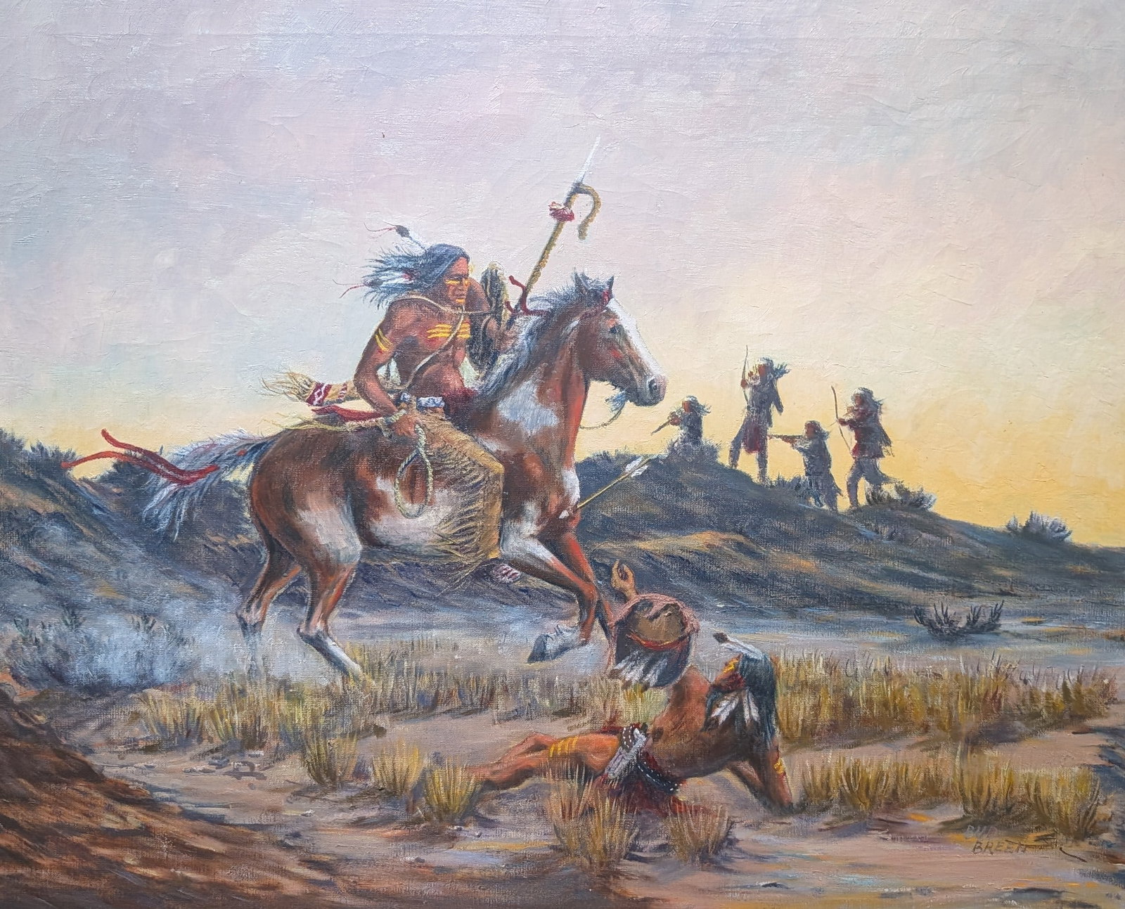 Bud Breen, "Do or Die": Bud Breen, "Do or Die", oil on canvas. Sight: 23.5" x 29.25" Frame: 32.75" x 38.25" In-house shipping is available for smaller items. Shipping is available for larger and other fragile items through P