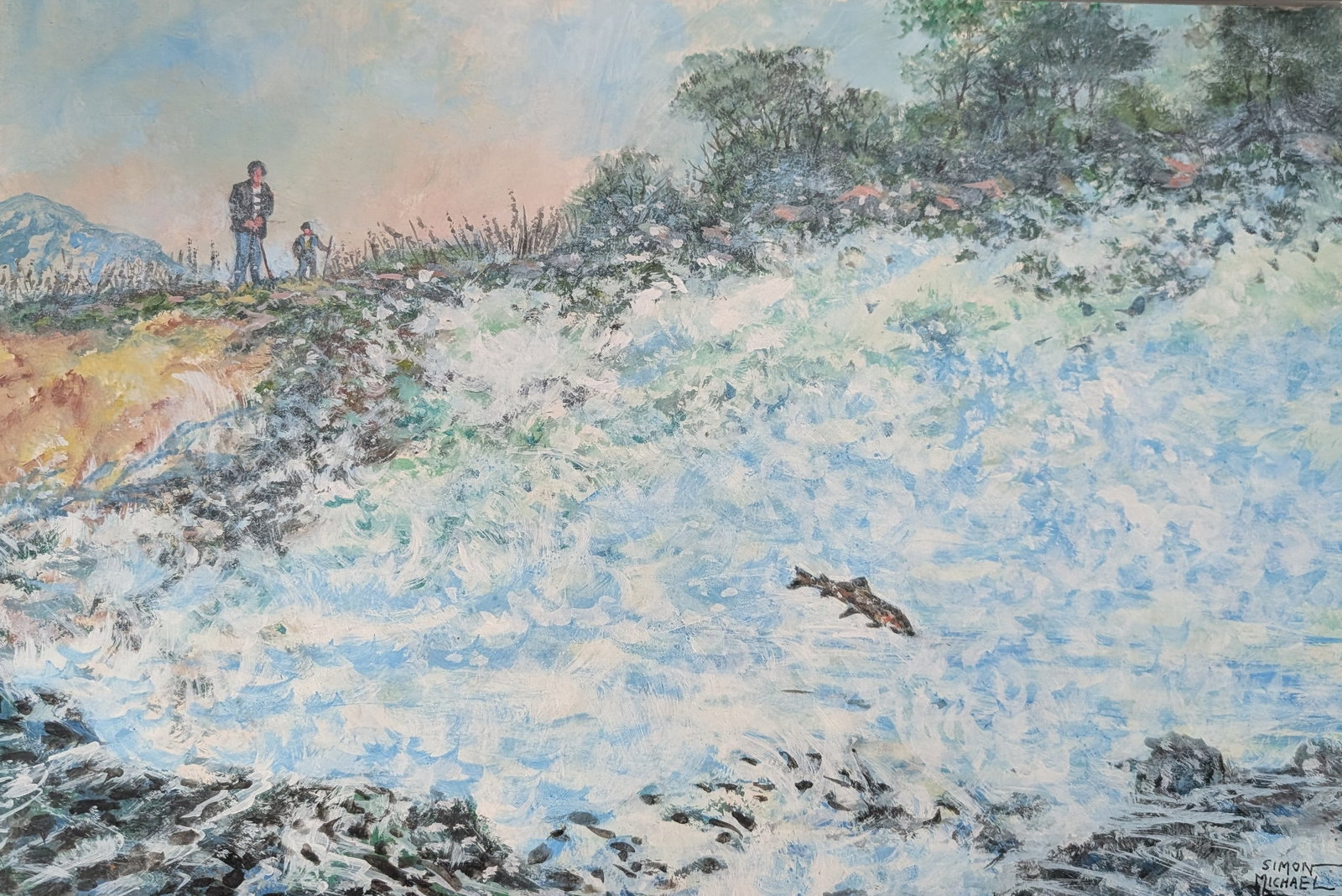 Simon Michael, "Upstream to Clear Water...": Simon Michael, "Upstream to Clear Water...", oil on board. In-house shipping is available for smaller items. Shipping is available for larger and other fragile items through Pac Mail, which is a local