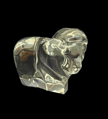 Signed Crystal Lion Figure by Neil Cohen: Signed Crystal Lion Figure by Neil Cohen . 3.75" x 3" x 4.75" In-house shipping is available for smaller items. Shipping is available for larger and other fragile items through Pac Mail, which is a